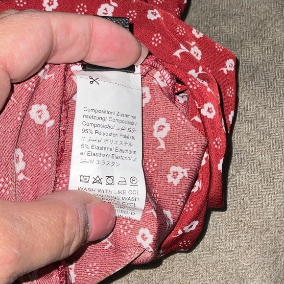 SHEIN Burgundy Floral Button Midi Dress - Picture 6 of 6